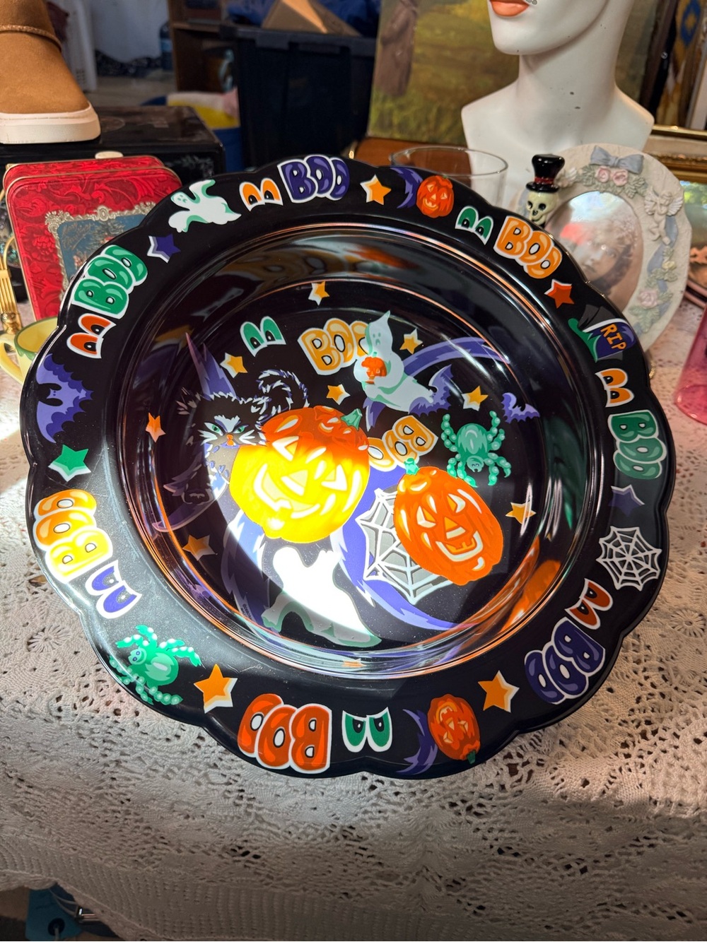 Vintage 90s Y2K Berman Industries 14 Inch Plastic Halloween Candy Bowl